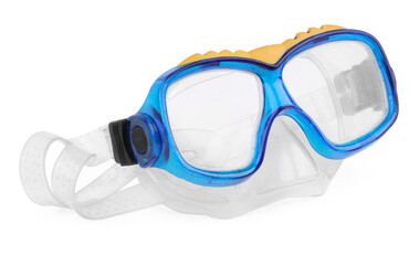 Blue diving mask isolated on white. Sports equipment