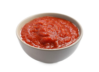 Homemade tomato sauce in bowl isolated on white