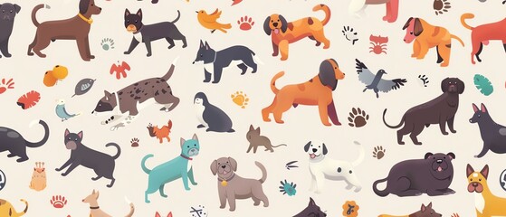 animals flat design top view pet theme animation vivid