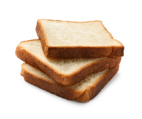 Pieces of fresh toast bread isolated on white