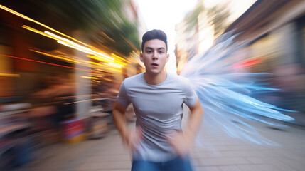 Man running on the street.