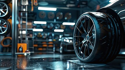 Fototapeta premium car wheel shop