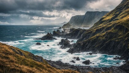 Obraz premium Imposante Küstenlandschaft, irische Westküste, Steilküste