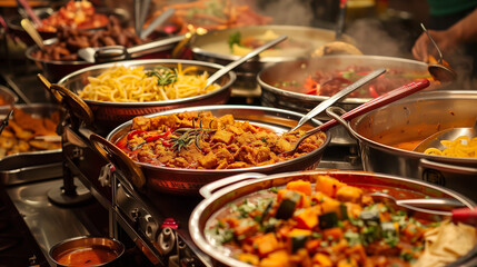 Obraz premium Buffet Table Filled With Various Types of Food