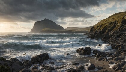 Obraz premium Imposante Küstenlandschaft, irische Westküste, Steilküste