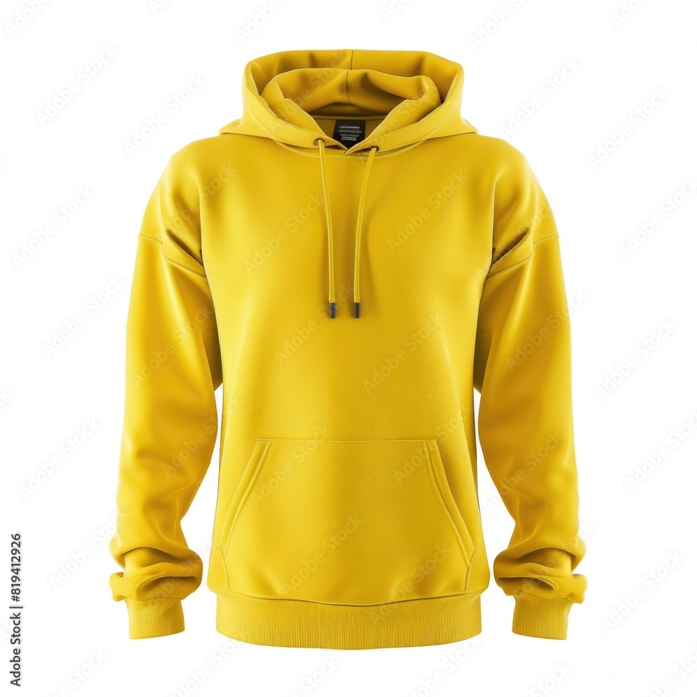 Wall mural Yellow sweatshirt template. sweatshirt long sleeve with clipping path, hoody for design mockup for print, white background - Wall murals