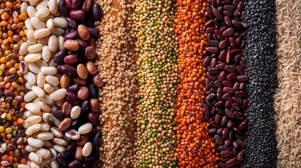 Assorted beans and grains background