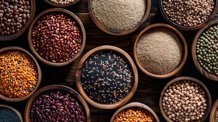 Assorted beans and grains background