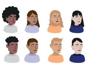 Fototapeta premium Vector illustration. Set of people. Avatars templates for printing. a game.
