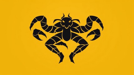 Minimalist scorpion illustration, Bold black scorpion, Striking, Intimidating, Simplistic, Perfect for logos, tattoos, graphic design projects