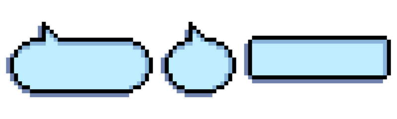 pixel Speech Bubble set. Talk bubble. bubble text, chatting box, message box 8 bit 16 bit retro game
