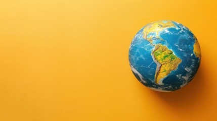Image of a globe on a yellow background, representing environmental or global themes.