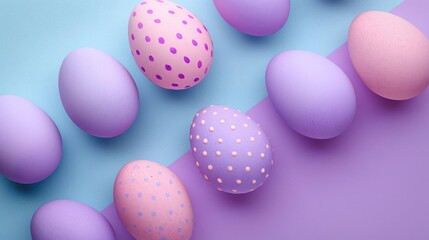 Obraz premium A Vibrant Display of Pastel Eggs on a Colorful Background