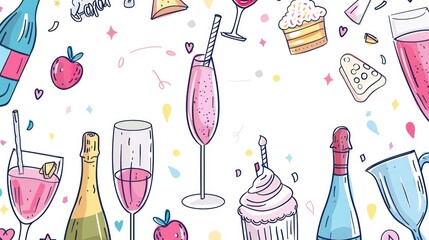 Inviting geometric pattern with charming farewell party icons, setting the stage for a warm and fond farewell celebration.