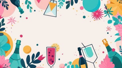 Homely geometric background embellished with farewell party icons, ideal for bidding farewell with warmth and appreciation in a heartfelt gathering.