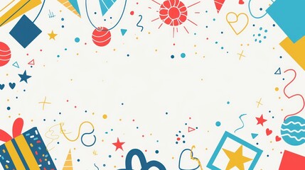 Modern geometric pattern with job promotion party icons, setting the stage for a festive and congratulatory gathering to honor a significant career milestone.