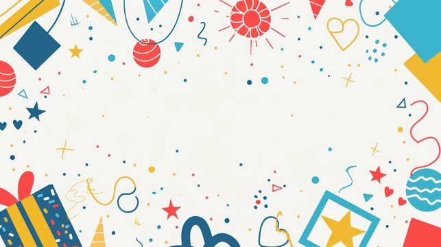 Modern geometric pattern with job promotion party icons, setting the stage for a festive and congratulatory gathering to honor a significant career milestone.