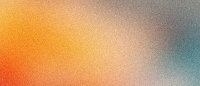 Orange teal beige yellow noisy color gradient background, grainy texture effect, poster banner header backdrop design
