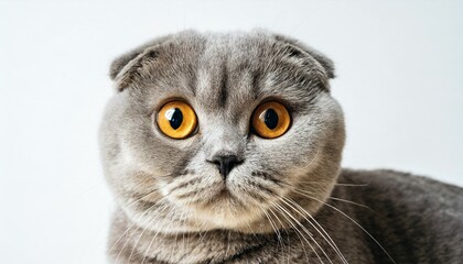 A cat with a big yellow eye stares at the camera