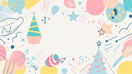 Colorful geometric background with Sweet 16 party icons. Stylish and festive design.