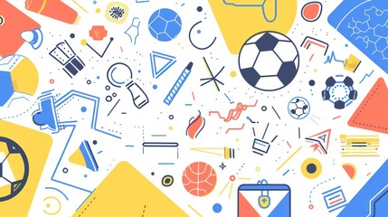 Geometric pattern with tournament icons. Vibrant and exciting sports design.