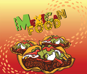 Mexican Food Illustration, Mexican Tacos