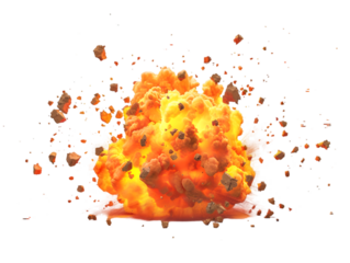 Giant explotion isolated on transparent background