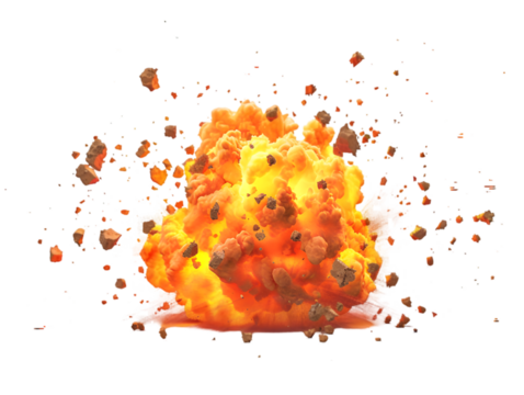 Giant explotion isolated on transparent background
