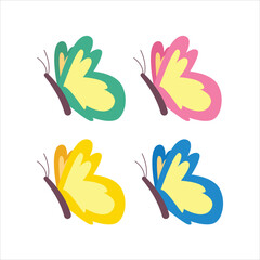 Obraz premium set of vector illustrations of butterflies of various colors