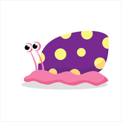 colorful purple cute snail vector illustration