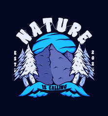 vector illustrator nature is calling tshirt design, poster design, totebag design, streetwear design