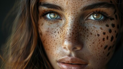 Creative portrait of a beautiful girl with leopard-like skin texture and features, emphasizing a unique artistic vision