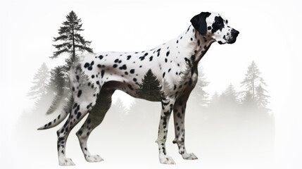 Double Exposure White Background Dalmatian illustration ~ Created using Generative AI