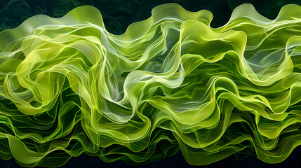 Abstract green and yellow wavy patterns