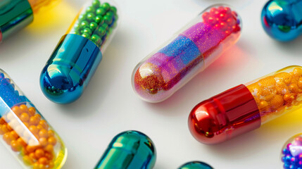 Colorful pills medicine capsule