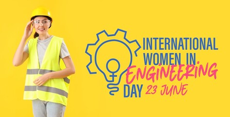 Banner for International Women in Engineering Day with female worker