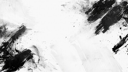 Abstract white background with grunge brush strokes and black ink borders, space for text or design.