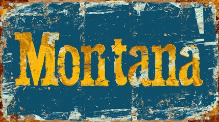Vintage Montana Sign with Distressed Rustic Style - Retro Western Decorative Metal Plaque for Home or Bar Decor