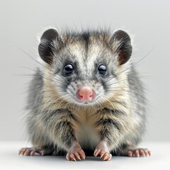 opossum, full body, photograph, white background 