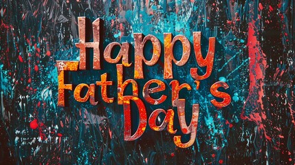 A bold, typographic layout with the text "Happy Father's Day" in a striking, metallic-effect font