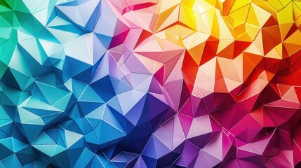 Vibrant Multicolored Polygonal Background with Various Geometric Shapes in the Center for Artistic Designs and Creative Projects