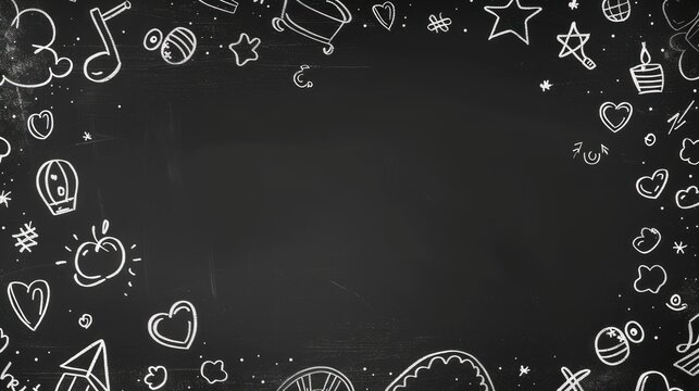 Farewell Memories: Moving Away Party Icons on Chalkboard Canvas