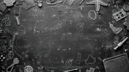 Gathering Memories: Chalkboard Icons of School Reunion Celebration