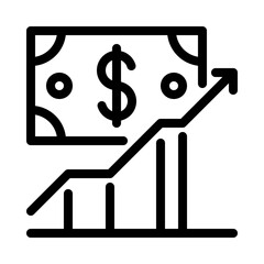increased sales icon vector in outline style for business, fiance, investment, sales, and marketing