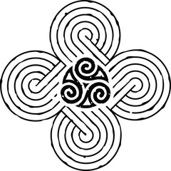 Grunge Celtic Logo - Triskeles in Swirl Knot
