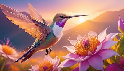 Fototapeta premium Hummingbird on flower
