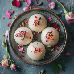 Obraz premium Elegant Dessert Background with Rasgulla Ingredients