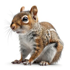 photo-realistic squirrel, white background 