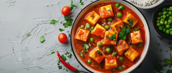 Inviting Home-Cooked Background with Paneer Tikka Ingredients

