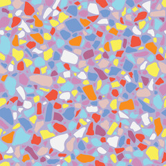 Texture seamless terrazzo flooring, abstract pattern. Colorful vector background. Bright and modern coloured mosaic of polished pebble